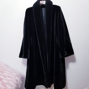 VINTAGE Black Thick Furry Long Coat